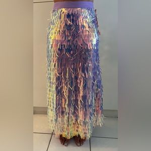 Eva Franco Pink 3-Dimensional Mermaid Fringe Midi Skirt Size 4